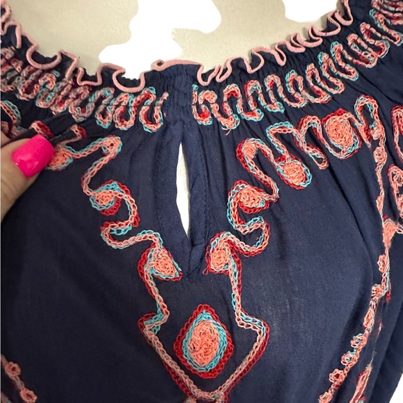 Poupette St Barth navy top in Large.  Absolutely gorgeous embroidery. - Picture 15 of 15